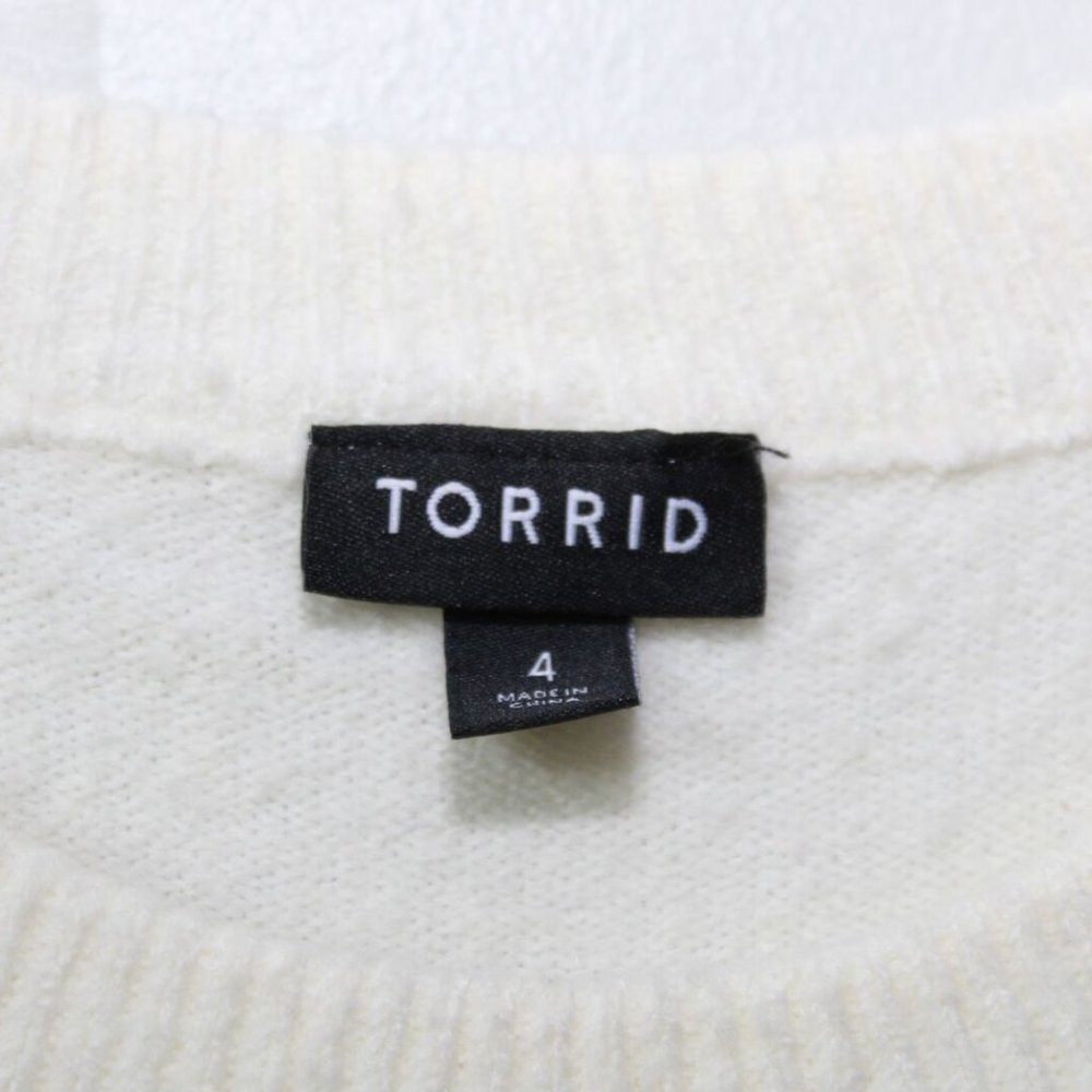 Torrid Vegan Cashmere Pullover Stripe Short Sleeve Sweater Plus Size 4 4X H13686 - Picture 4 of 11